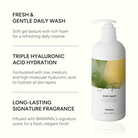 Korean Body Wash with Hyaluronic Acid & Aloe – Hydrating Moisturizing Cleanser for All Skin – Infused with Natural Extracts – Paraben & Silicone-Free – Citrus Floral, 500ml / 16.9 fl oz