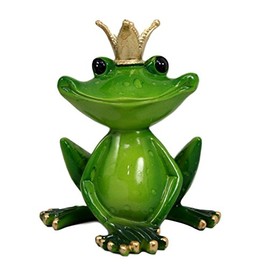 Ebros Gift Kiss A Frog Prince Charming with Crown Decorative Figurine 4.5" H Collectible Frogs Toad Toads Royalty Fairy Tale Sculpture