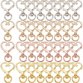 SOFPLATE 1 Box 40Pcs Swivel Snap Hooks Gold Lobster Clasps Bulk Alloy Rotating Heart Shaped Spring Snap Key Chain Hook Clasps Hanging Buckle for Handbag DIY Bags Key Rings Jewelry Making Findings