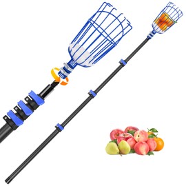 DOBEN Carbon Fiber Telescopic Fruit Picker, 12FT Extendable Pole with Picking Basket for Harvesting Apples, Oranges, Pears, Avocados on High Trees - Lightweight & Durable