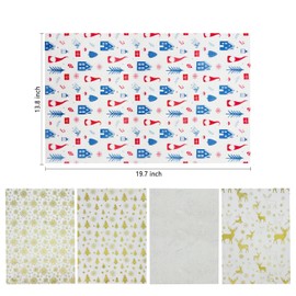 25 Sheets Christmas Tissue Paper, 50 * 35cm Recyclable Christmas Design Tissue Paper 5 Different Festive Design for Party Decoration