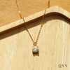 QVY - Collar solitario redondo de circonita cúbica para mujer,