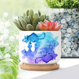 DecStic I Know of Only One Duty, and That is to Love Ceramic Planter Bible Verse Flower Pots for Indoor Plants with Drainage Holes and Saucers Pot for Pots Outdoor Indoor Plants