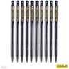 DOLLAR 10 x 0.8mm Clipper Ball Pen BLACK Retractable Soft