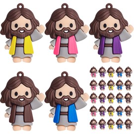 Kkoeop 25 Pcs Little Jesus Figures - Mini Jesus Figures Toy to Hide and Seek Tiny Christ Savior Doll Religious Party Favors for Easter Church Sunday School Baptism Gift(Lively Colors)