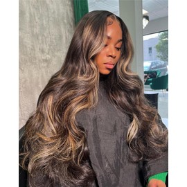 Highlight Ombre Lace Front Wig Human Hair 13x4 HD Lace 2/27 Highlight Body Wave Wigs for Women Ombre Colored Honey Blonde Human Hair Wigs Pre Plucked with Baby Hair 150% Density 20 Inch