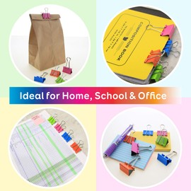 BAZIC Binder Clips Medium 1 1/4" (32mm) Assorted Color, Paper Clamps Paper Clip, Paperclips for Office School Supplies Home Kitchen (8/Pack), 24-Packs