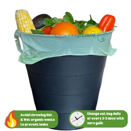 ECOBEWUS 2.6 Gallon 100% Compostable Bags Handle Tie (110 Bags) Small Disposable Compost Trash Bags Food Scrap Garbage Bags US BPI Certified TUV OK Compost Home Certified Meeting ASTM D6400 (110 ct.)