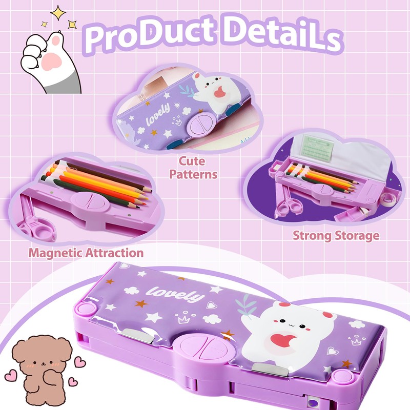 Ristpal Pop Up Multifunction Pencil Case, Cute Cartoon Pen Box