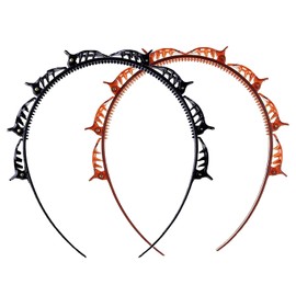 Voarge Pack of 2 Headband with Clips, Hairstyle Aid, Headband with Tooth Headband Braid Tool, Elegant Headband for Women and Girls, Black and Brown