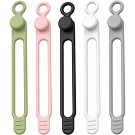 Cord Cable Organizer, Organizador de Cables de Datos, Bridas de Silicona Reutilizables Ajustables, Organizador de Cables para Agrupar Cables de Pc, Tv, Auriculares y Ordenar Objetos del Oficina(5pc)