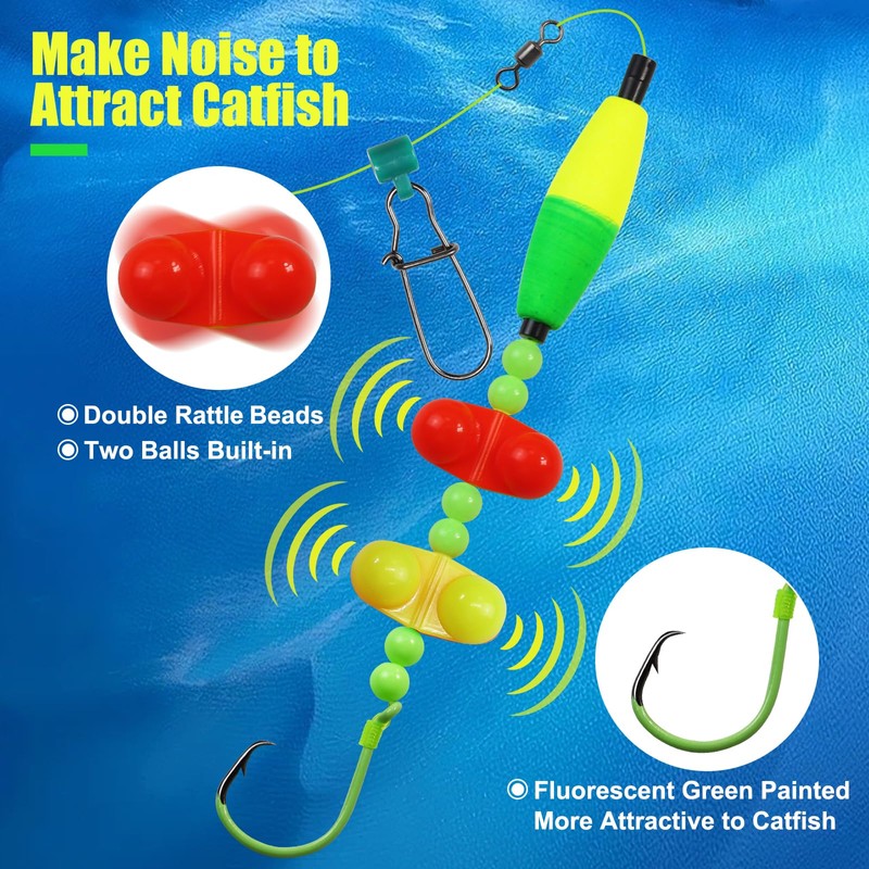 CWSDXM Catfish Float Rigs,Catfish Hooks,Circle Hooks for Catfish with Peg