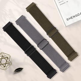 Folavii 3 Pack Stretchy Nylon Band Compatible with Wyze Watch 47mm 44mm, 22mm Soft Elastic Strap Adjustable Sports Replacement Wristbands for Wyze Watch 44 47mm for Women Men