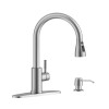 Brushed Nickel Basin Pull Out Spary Kitchen Sink Faucet Soap