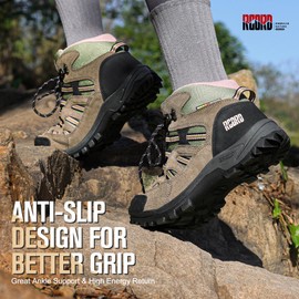 R CORD Womens Hiking Boots Breathable Waterproof Hunting Boots Ankle Support Hiking Boots Pink Size 7