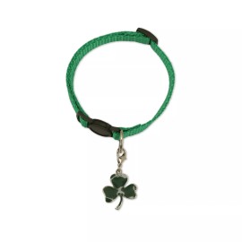 Green Cat Collar Green Shamrock Charm Safety Breakaway Adjustable Neck 8-12"
