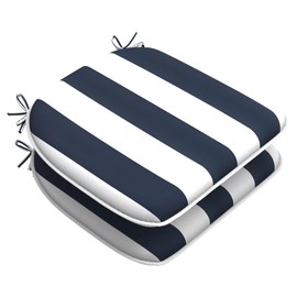 LVTXIII Set of 2 Outdoor Chair Cushions for Patio Furniture, Water Repellent Patio Chair Cushions 17"x16" with Ties, U-Shaped Dining Chair Pads for Garden Kitchen Use, Cabana Navy