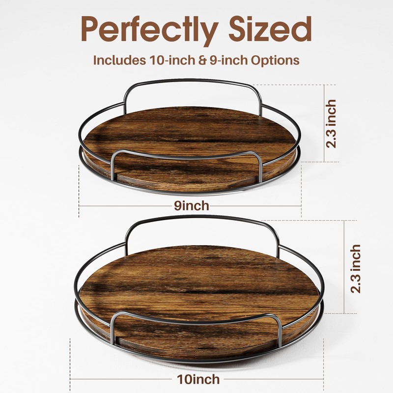 LAMU 2 Pack Wood Lazy Susan Organizer for Table Top,