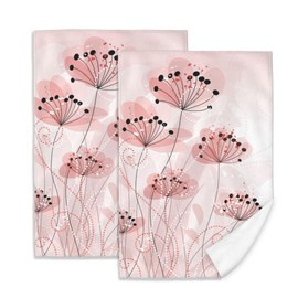 YESPOAK Hand Towels Set of 2, 18x 24 Inch Pink Romantic Flower Bathroom Towel Soft Absorbent Kitchen Hotel Spa Gym Towel Thanksgiving Decor Gifts