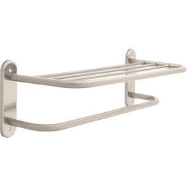 Delta Faucet 43624-SN 24-Inch Stainless Steel Towel Shelf with One Bar, Exposed Mounting, Satin Nickel