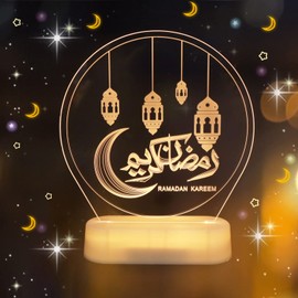 Abnaok DIY Lamp, Eid Ramadan Decorative Fairy Light, Mubarak Ramadan LED Lamp, Muslim Night Light, Ramadan Gifts Craft Decoration for Festival, Party
