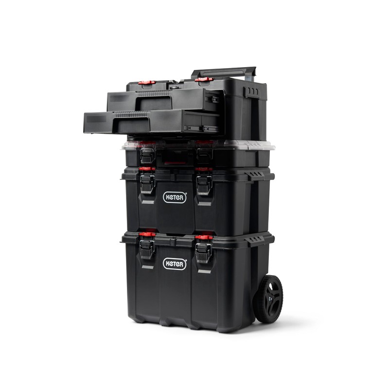 Keter Stack-n-Roll Two Drawer Tool Box for Small Parts and
