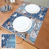 Blue Placemats Set of 8, Summer Nautical Theme Starfish Shell