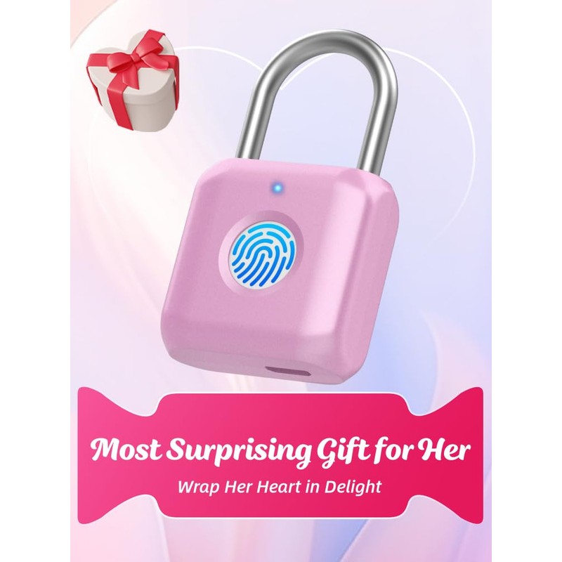 Fingerprint Padlock eLinkSmart Gym Locker Lock for Girls Women with