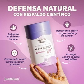 Resveratrol Antioxidante 180 Gomitas para Adulto Sin Azúcar Health Hack
