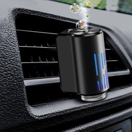 Car Air Freshener,Rechargeable Smart Car Air Freshener Diffuser,Three Adjustable Smart Air Diffuser Car,for Intelligent Car Air Freshener Diffuser,with 3pcs Cologne Aromatherapy Oil (Grey)