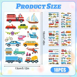 XIHIRCD 18 Sheet/279pcs Cars and Trucks Theme Stickers, Engineering Vehicle Stickers Kids Transportation Tractor Stickers Construction Truck Decor for Toddler Boys and Girls