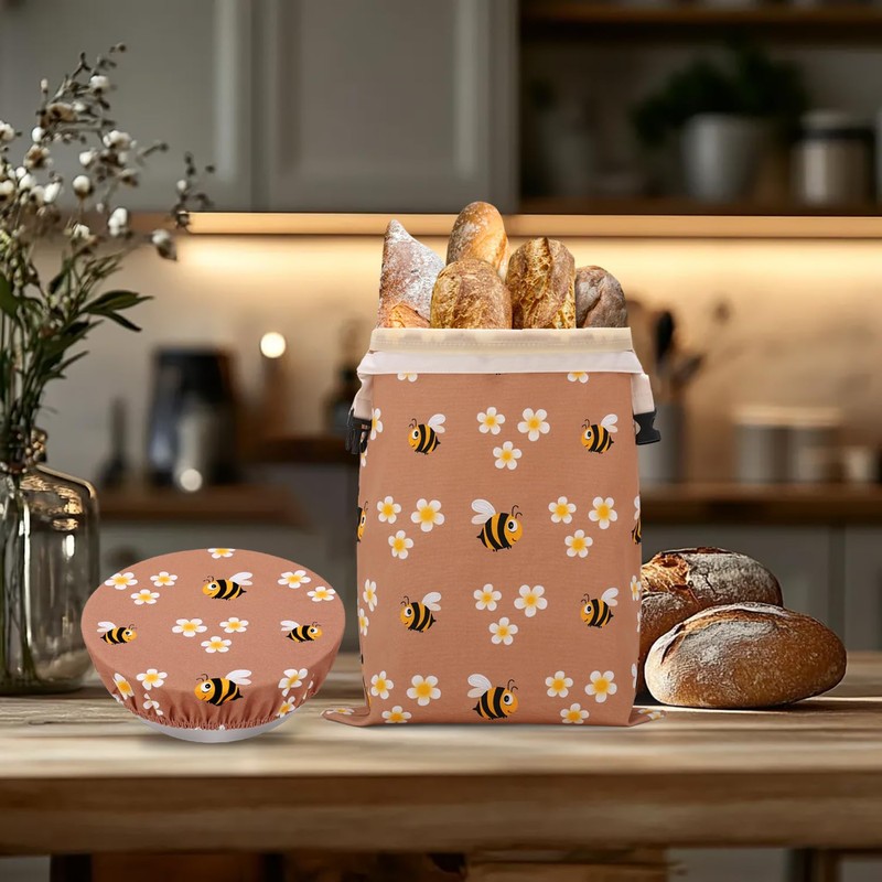 AMZDOTD Reusable Sourdough Bread Bags with Cotton Bowl Covers,Cotton Beeswax