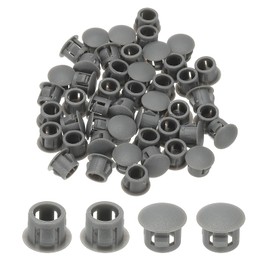 PATIKIL Plastic Hole Plugs, 48 Pcs 2/7"(7mm) Plastic Plugs Screw Hole Plug Snap Desk Grommet Buckle Knockout Locking Plugs Furniture Insert End Cap for Holes Kitchen Cabinet, Gray