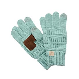 C.C. Kids' Children's Cable Knit Warm Anti-Slip Touchscreen Texting Gloves, Mint
