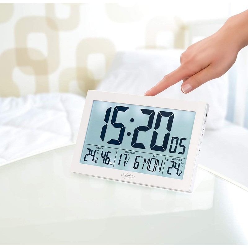 infactory Wall clock: XL Radio Controlled Clock with Double Alarm