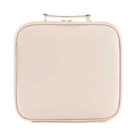 MissMeeca Travel Makeup Bag with LED Mirror – 3 Adjustable Light Modes, Waterproof & Rotatable Design, Portable Cosmetic Organizer (Beige)