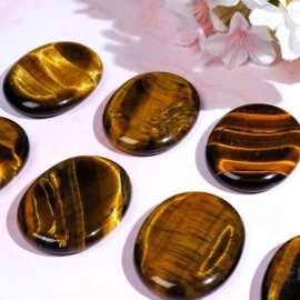 Natural Tiger Eye Palm Worry Stone Oval Polished Healing Crystal Pocket Stone