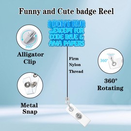 Abamilaka Nurse Badge Reel Holder Retractable Nursing Accessories Gold Acrylic I Don't Run Except for Code Blue & AMA Papers Funny RN CNA ID Badge Holder Medical Name Badge Clip Office
