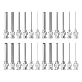 PATIKIL Blunt Tip Dispensing Needles with Bent Blunt Needle, 24 Pcs 1 Inch 6 Different Gauge Industrial Liquid Dispenser Needle for Refilling Liquid Ink, Silver Tone