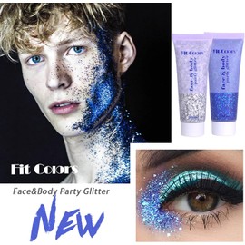 ETHEL Body Glitter,Mermaid Face Glitter Gel,Sequins Glitter Face Paint,Chunky Glitter for Eye Lip Hair,Sparkling Holographic Gel for Women,Singer Concerts Music Festival Rave Accessories (4 Colors 200ml )