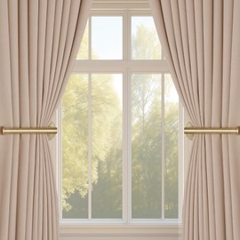 Groleca 2 Pack Curtain Holdbacks No Drill Self-Adhesive/Screw-in Curtain Tiebacks with SUS304 Stainless Steel Pull Backs Metal Curtain Holder for Drapes (2, Gold)