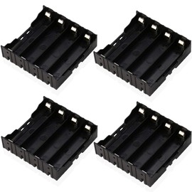 18650 Battery Case Holder, 4 Pcs 4 Slots x 3.7V DIY Battery Storage Box, in Parallel Black Plastic Batteries Case with Pin for 4 x 18650, by Ltvystore