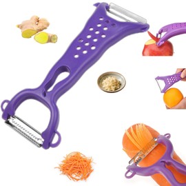 Multi Fruit Vegetable Peeler & Grater, Double Serrated Stainless Steel Blade（Peeler and Grater Function), Sharp Blade for Cucumbers,Carrot, Apples, Potato Eye Remover. Grinding of Garlic and Ginger
