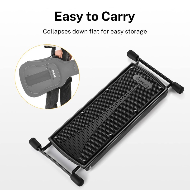 Donner Guitar Footrest with Non-Slip Rubber Base, Foldable Guitar Footstool
