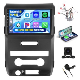 4+64GB Car Radio for Ford F-150 F150 2009 2010 2011 2012 with Wireless CarPlay Android Auto, 9 Inch Android 15 Touchscreen for F150 Car Stereo with Bluetooth 5.0, FM/RDS, 32EQ, GPS, WiFi, UI