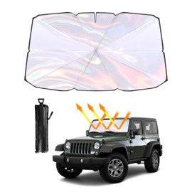 UPFOX Car Windshield Sun Shade Umbrella - Colorful 360°Rotating Foldable Car Umbrella Sunshade 57"X34" Front Window Heat Insulation Protection for Trucks Cars SUV Windshield