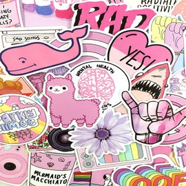 Weforu VSCO Stickers, 53PCS Cartoon Pink INS Style Vsco Stickers for Laptop,Skateboard, Luggage, Refrigerator, Notebook Laptop,Phone,Water Bottles etc