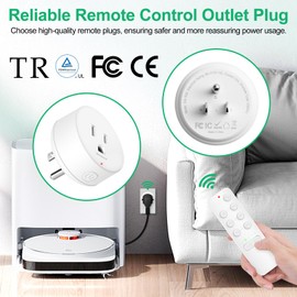 NineLeaf Remote Control Outlets, Wireless Remote Control Outlet, Remote Control Outlet with Timer, 3-Pack with Countdown Timer, 15A/1500W, 500Ft Range,V0 Fireproof & Electric Shock - Proof, White