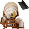 Greenual Teak Dish Drying Rack with Utensil Holder, 3 Tier