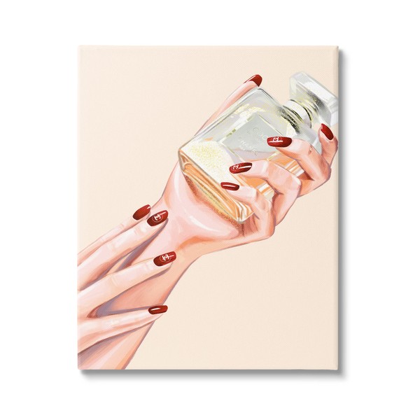 Stupell Industries Chic Red Nail Polish Holding Perfume Bottle, Design